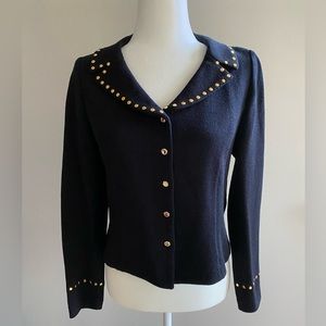 Stunning St. John Black Jacket with Gold Studs - Size 6